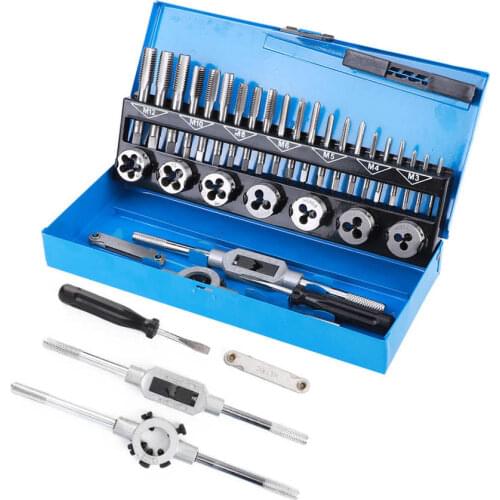 32Pcs/Set Threaded Tap and Die Set Rethread Tool Kit with Storage Bag Hand Tools