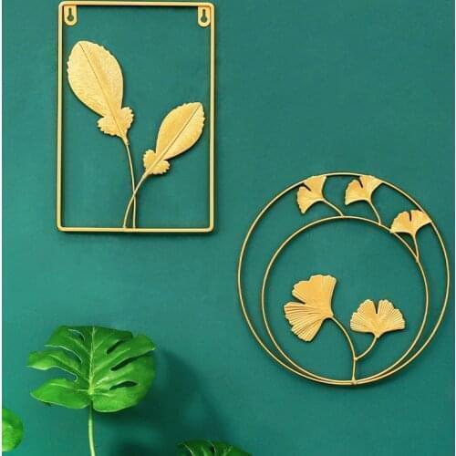 Nordic Style Wall Decoration Iron Ginkgo Leaf Wall Hanging Ornaments Home Decoration Living Room Sofa Background Wall Mural Hot