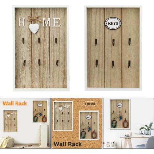 Wall Mounted Key Holder Wooden Key Organizer Hanger With 6 Hook Wall Decorative Holder Key Holder Wall Minimalist Wall Hook