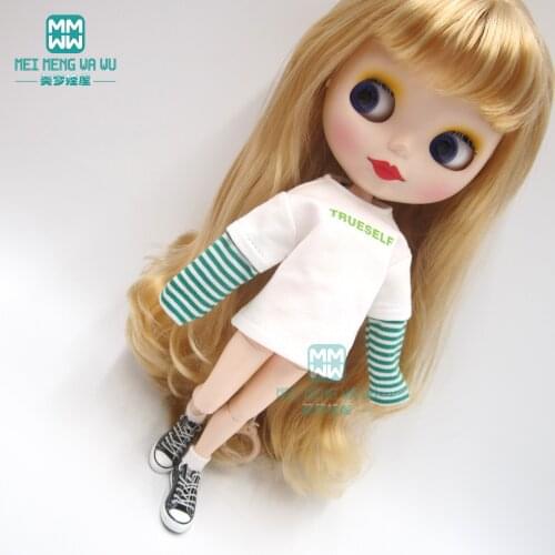 Clothes for doll fit Blyth azone OB24 OB27 1/6 doll accessroies fashion Casual striped t-shirt, sweatshirt