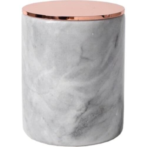 Real Natural Marble Pencil Holder Brushes Dispenser Pen Pot Candle Cup Jar Desk Organizer with Rose Gold Lid Home Decor Supplies