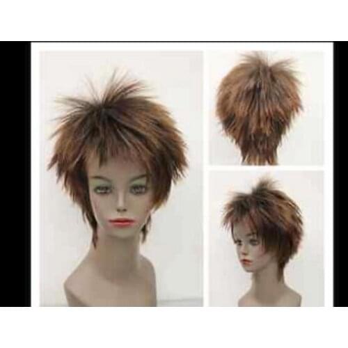 Hot heat resistant AA Party hair>>>Fashion Lovely Center Parting Fringe AA Yellow Brown Short Men Wig