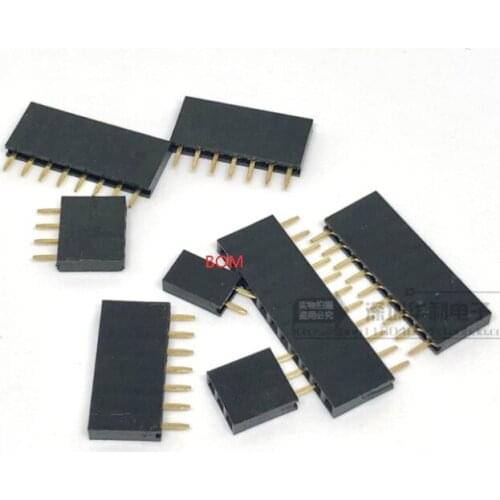 10PCS 2.54MM pitch single row female pin socket 2/3/4/5/6/7/8/9/10/11/12/13/14/40Pin PCB Connector Single Row Mother For arduino