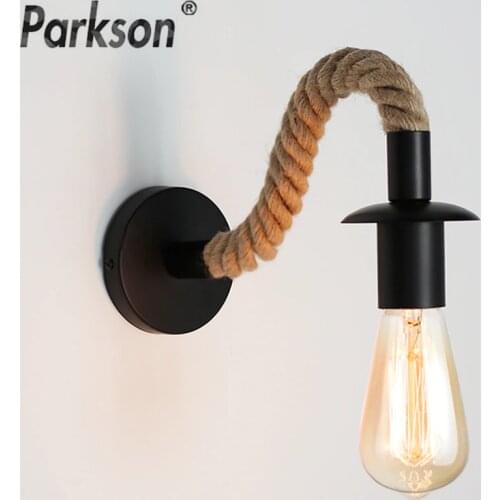 Retro Hemp Rope Wall Lamp Industrial Decor Wall Light E27 Edison bulb Wall Lamp Iron Indoor Loft Outdoor corridor Wall Light