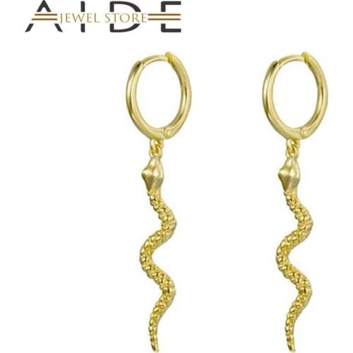 Aide pendientes serpiente plata 925 Hoop Earrings for Women Men Vintage Snake Animal Gold Silver Huggie Earring Jewelry Gifts