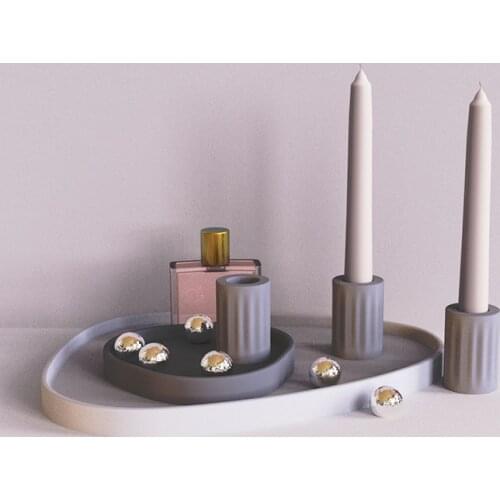 Silicone Mold for Cement Candlestick Cake Stripe Design Candle Holder Mold DIY Tools for Home Decoration