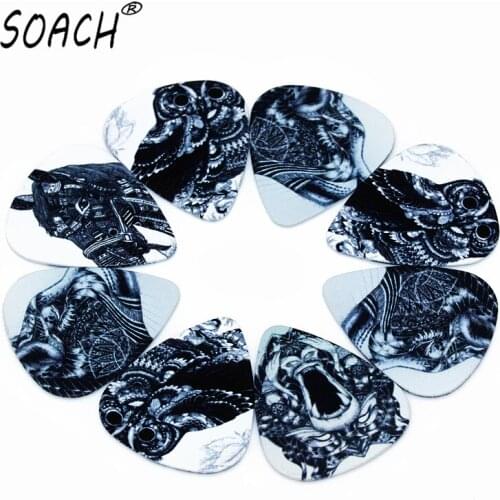 SOACH 10PCS 0.46mm high quality guitar picks two side pick Black and white animal picks Mix picks Guitar accessories for base