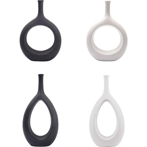 Modern Ceramic Dry Hollow Vase Decorative Flower Pot Photo Prop Sculpture Home