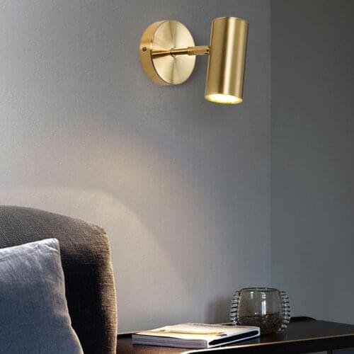 Bedroom Copper Wall Lamp Simple Nordic Luxury Adjustable Wall Spotlight Rotary Aisle Corridor Bathroom LED Mirror Headlight
