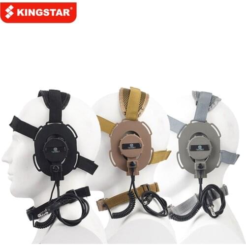 KINGSTAR Airsoft Tactical Headset With Throat Microphone Hunting Military Wargame Communication Headphone Laryngophone