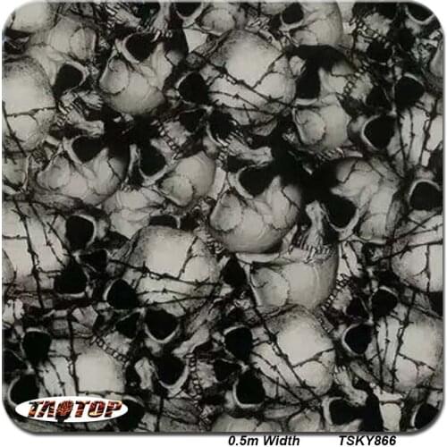 TAkw866 0.5m*10m Popular Skull Black Hydrographic Film Water Transfer Printing Film Liquid Image
