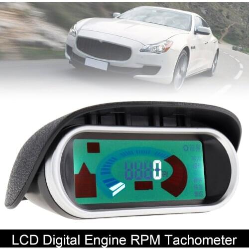 Universal 12V / 24V LCD Digital Display 50-9999RPM Tachometer Tacho Gauge Meter RPM Hour Meter Guage for Car Truck Motorcycle