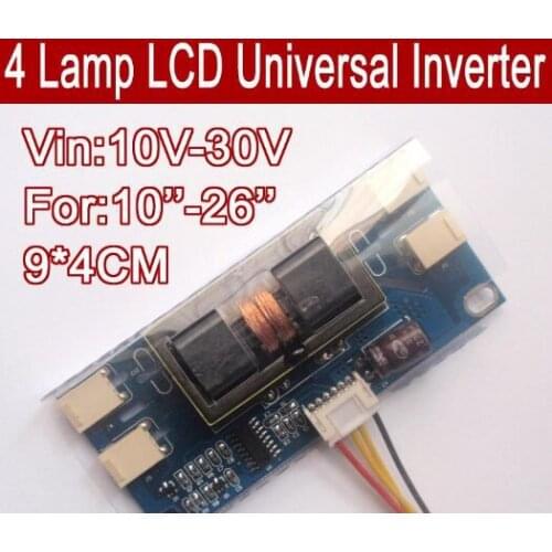 10PCS PC LCD MONITOR CCFL 4 LAMP universal lcd inverter,4 Lamp 10V-30V For 10-26" screen,new high quality mini design