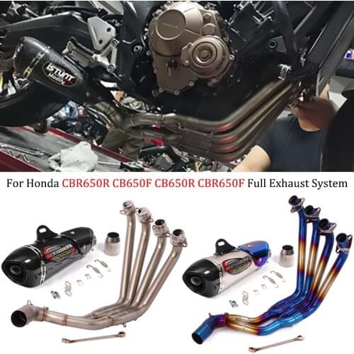 Motorcycle Exhaust Full System Escape Modified Stainless Steel Link Pipe Muffler Slip-On For Honda CBR650R CB650F CB650R CBR650F