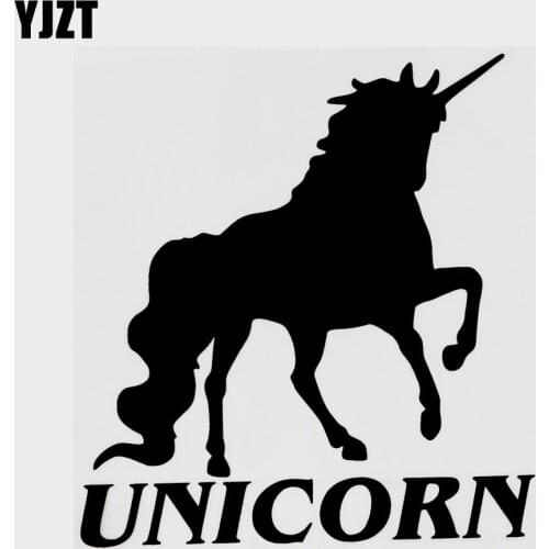 YJZT 11.5CM×12.3CM Fun Unicorn Vinyl Motorcycle Car Sticker Decal Black/Silver 13F-0119