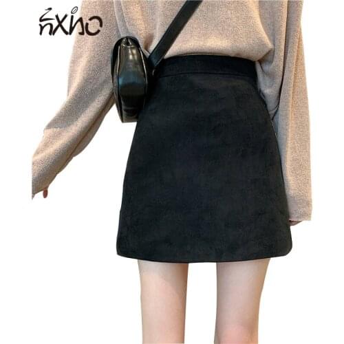 Women Short Skirt Black A-line High-Waist Suede Fashion Female One-step Skirt Casual All-match Korean-style Harajuku y2k Skirts