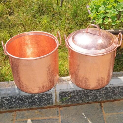 1 PC Pure Copper Medicine Soup Pot Handmade Thick Hotel Restaurant Use Large Capacity
