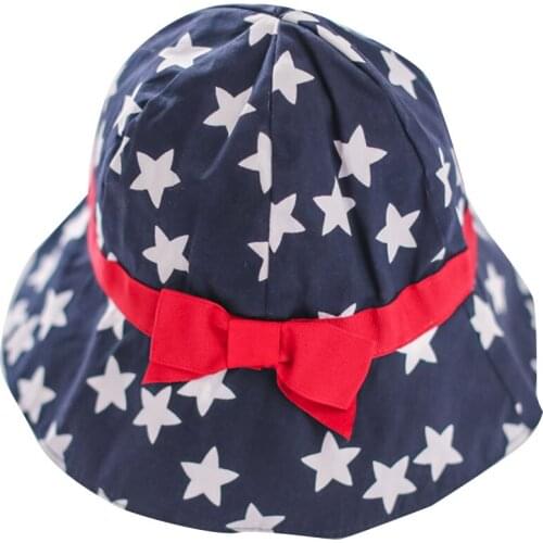 TOU--Baby Lovely Bow Cloche Hat Sunhat Kids Fashion Beach Hat Cotton Visor Baby Girl 's Sundown Caps 1PC