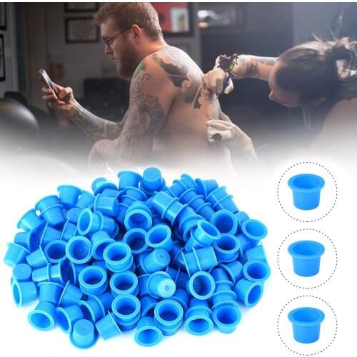 100Pcs Tattoo Ink Caps Cups Disposable Tattoo Pigment Ink Caps Makeup Pigment Container Tattoo Supplies for Eyebrows Microb #E