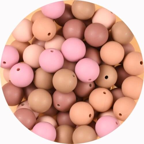 40 PCS 15 MM Silicone Round Beads Food Grade Baby Teething Beads Nursing Bracelet Silicone Tiny Rod Baby Teether Toy Pacifier