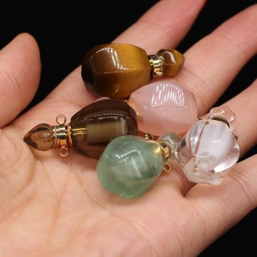Natural Stone Perfume Bottle Pendant Section Pumpkin-Shaped Semi-precious For Jewelry Making DIY Necklace Accessory