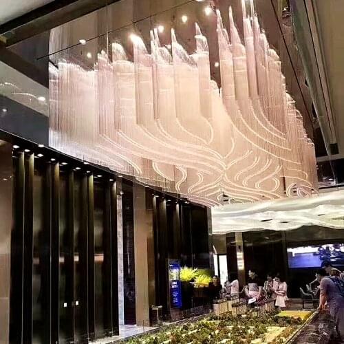 Sales Department Project Large Crystal Lights Sand Table Banquet Hall Meeting Room Hotel Lobby Creative Ceiling Light Custom