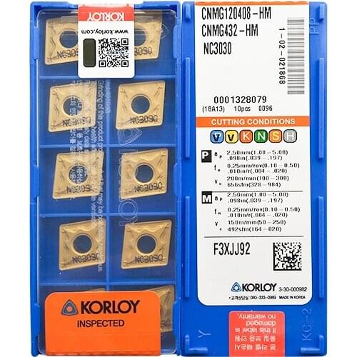 CNMG120408-HM NC3030 100% KORLOY Original carbide insert with the best quality 10pcs/lot free shipping