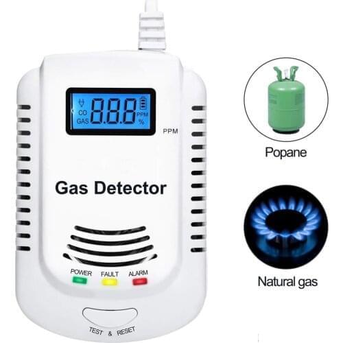 Combustible Natural Gas Leak Detector LPG LNG Sensor High Sensitive Alarm System For Home EU Plug