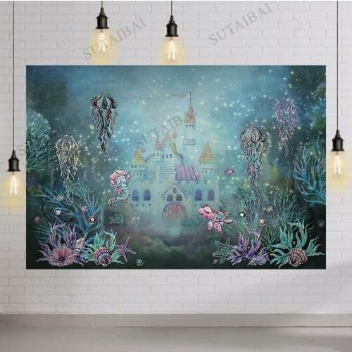 Photography Under Sea Castle Mermaid Backdrop Ocean Bubble Birthday Party Photo Studio Booth Background Newborn Bbay Shower