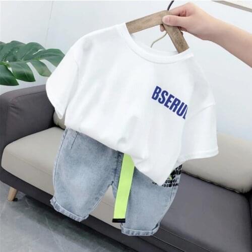 Boy Short Sleeves Set Summer Suit Clothes Letter Printing Tops+ Shorts Baby Toddler Boys Clothing Sets Kids Children Outfits