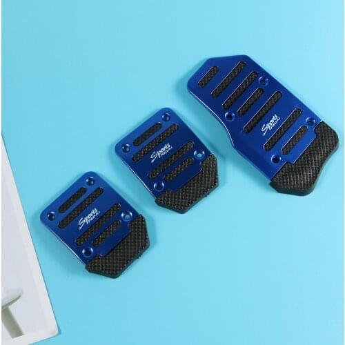 3pcs General Manual Aluminum Manual Transmission Non-Slip Car Pedal Cover Set Foot Pedals Brake Pads Kit in Color Box (Blue)