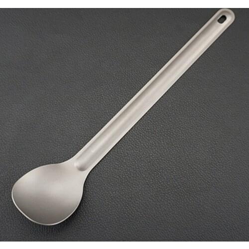 EDC Spoon Outdoor Long Straight Handle Lightweight Portable Corrosion Resistant Titanium Tableware Camping Flatware Tools