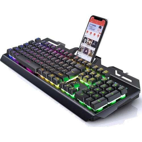 V2 104 Key Mechanical Keyboard Game Keyboards Desktop Computer Notebook Wired RGB Gaming Computer Peripheral with Phone Holder