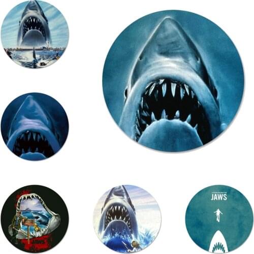 58mm Jaws Movie Poster Icons Pins Badge Decoration Brooches Metal Badges For Backpack Decoration