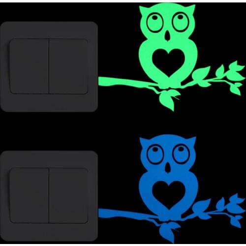 Cartoon Owl Glow Switch Sticker Home Decor Luminous Wall Sticker Kids Room DIY Decoration Glowing Decal Children Bedroom Deco