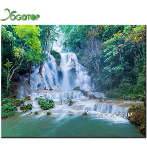 Diy diamond painting Kit waterfall 5d Full Mosaic Diamond embroidery sale Wall Stickers unfinished art natural scenery YY2078