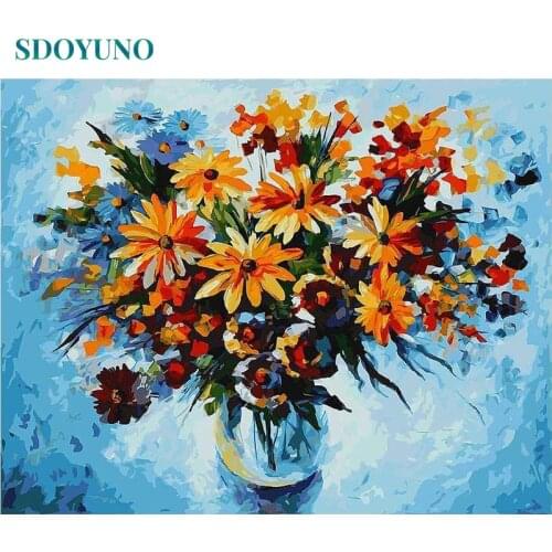 SDOYUNO 60x75cm Paint By Numbers Kits Flowers DIY Frameless Oil Painting By Numbers On Canvas Digital Digital Hand Painting Dec