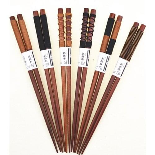 Hot new 1 pair Japanese-style natural handmade wood baby chopsticks Japan/China eating ware chop sticks with string round new