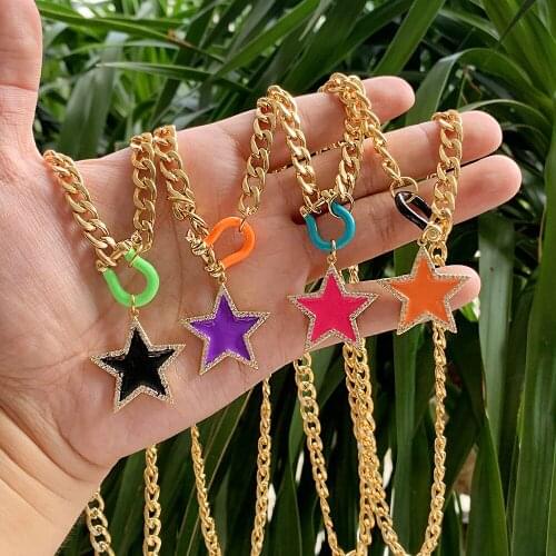 2021 Latest Fashion Irregular Star Shape Enamel Charm Necklace Jewelry Set For Women And Girls