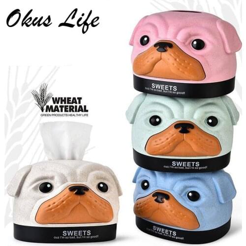 New Creative Cartoon Funny Pig Dog Tissue Box Cover Plastic Paper Napkin Storage Holder Organizer For Living Room Home Car Decor