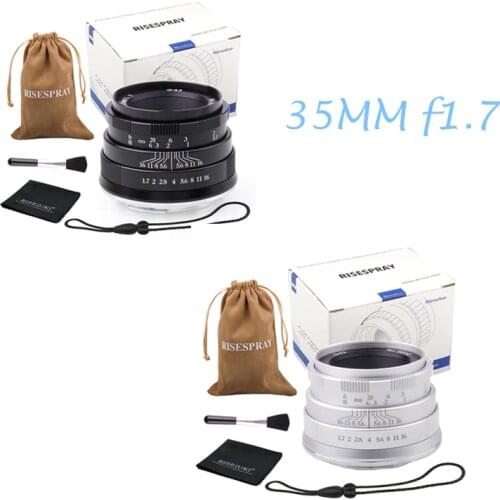 RISESPRAY Camera Lenses 35mm f1.7 Lens APS-C Fixed Focus Lens For Canon EOS-M Mount E Mount Fuji FX Mount Hot Sale