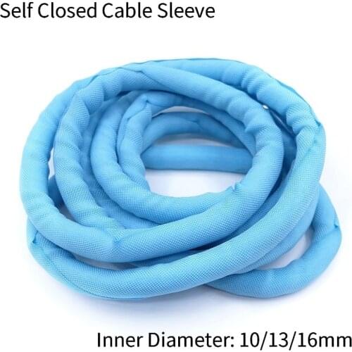 Cable Sleeve 10mm 13mm 16mm PET Braided Expandable Cable Management Self Closing Loom Split Pipe Wire Wrap Protection Sky Blue