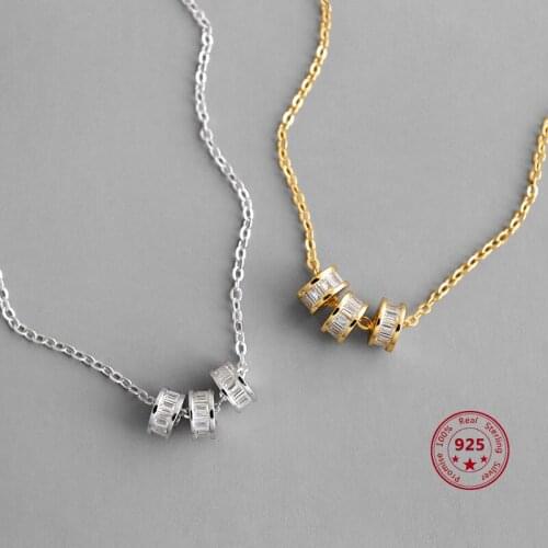 Japanese and Korean Popular Style 100% S925 Sterling Silver Necklace Zircon Round Pendant Simple Personality Clavicle Chain