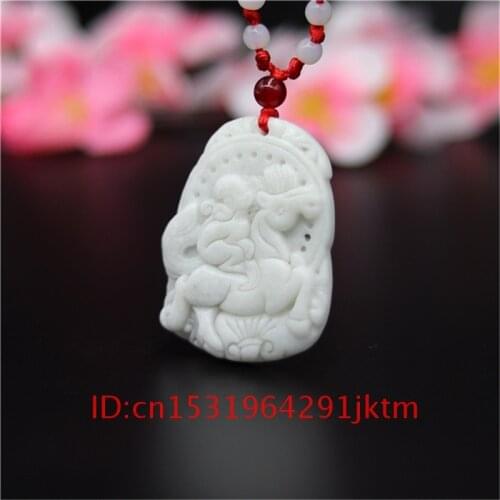 Gifts Natural Accessories White Pendant Jade Necklace Chinese Jewelry Monkey Carved Charm for Fashion Horse Men Amulet