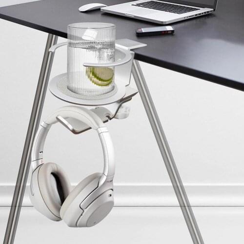 Headphone Cup Holder 2 In 1 PC Gaming Headset Stand 360 Rotating Aluminum Alloy Earphone Mount Stand Display For Gaming Headset
