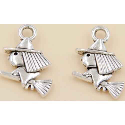 Wholesale 70pcs Tibetan Silver Witch Charms Pendants 12x15mm