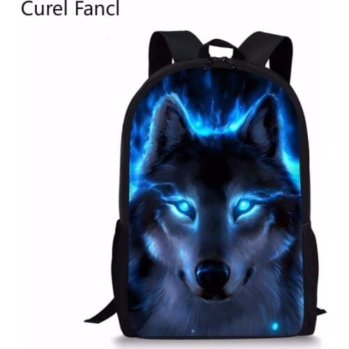 2021 New Hot Wolf Print Schoolbags For Children Cool Student Kids Bookbags Mochila Infantil Animal Teenager Girls School Bag