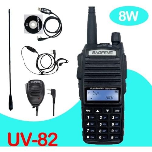Baofeng UV-82 8W Walkie Talkie 10KM Dual Band VHF UHF Two Way Ham Radio Station Amateur Portable CB Radio Transceiver for Hunt