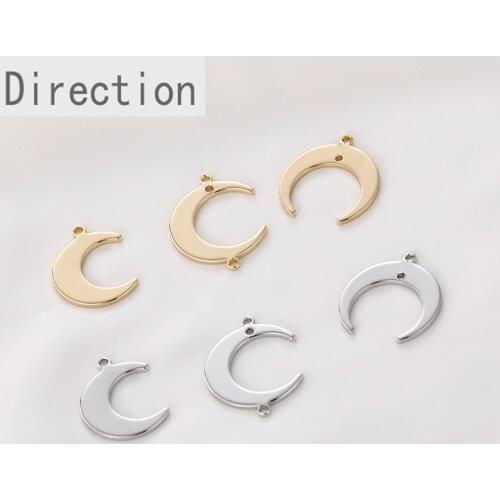 Copper plated 14k true gold simple and versatile moon series pendant diy bracelet necklace ear jewelry accessory material