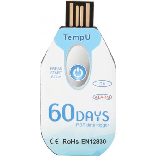 Temperature Data Logger Single Use PDF Report USB Port Data Capacity10000 Points Single Use